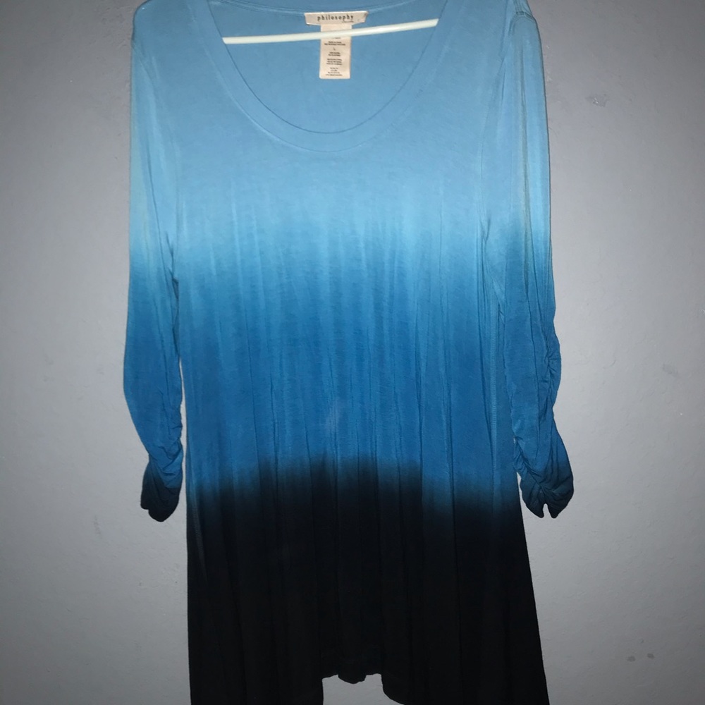 Philosophy cool deep ombré blue to black top Sz Lg